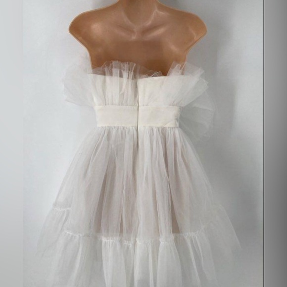 Katie May NWT Ellee Mini Dress in Ivory tulle satin bridal party strapless XS - Picture 5 of 8